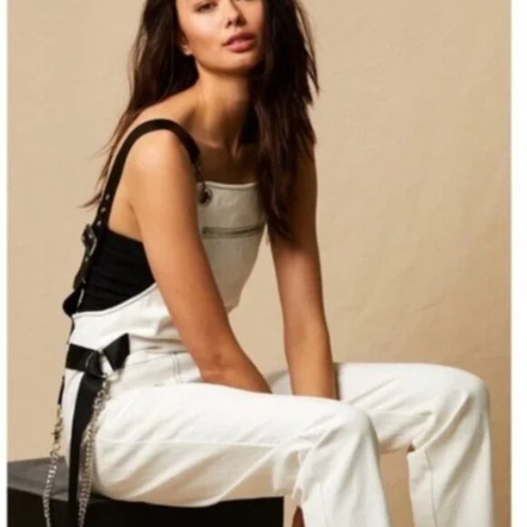 Choosy Pants - Choosy Women’s Overalls - White & Black - Size Small- NWT